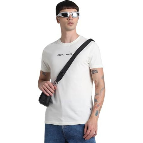 Jack & Jones Mens White Slim Fit T-Shirt