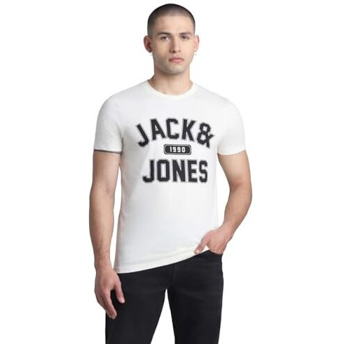 Jack & Jones Mens White Slim Fit T-Shirt