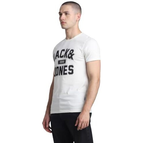 Jack & Jones Mens White Slim Fit T-Shirt