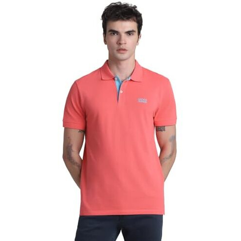 Jack & Jones Mens Pink Slim Fit Polo