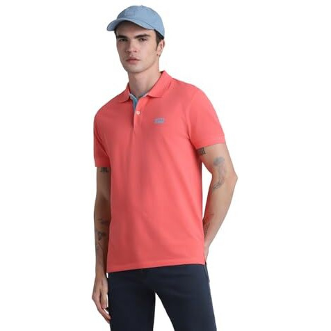 Jack & Jones Mens Pink Slim Fit Polo