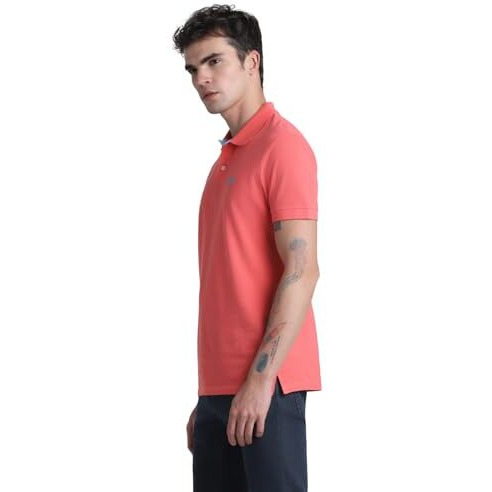 Jack & Jones Mens Pink Slim Fit Polo