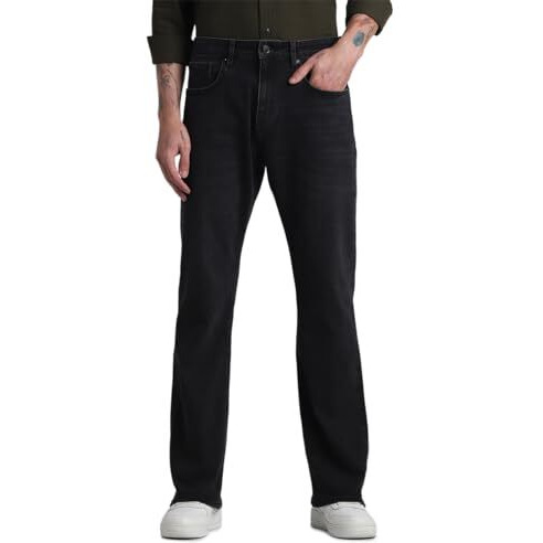 Jack & Jones Mens Black Ray Bootcut High Rise Jeans