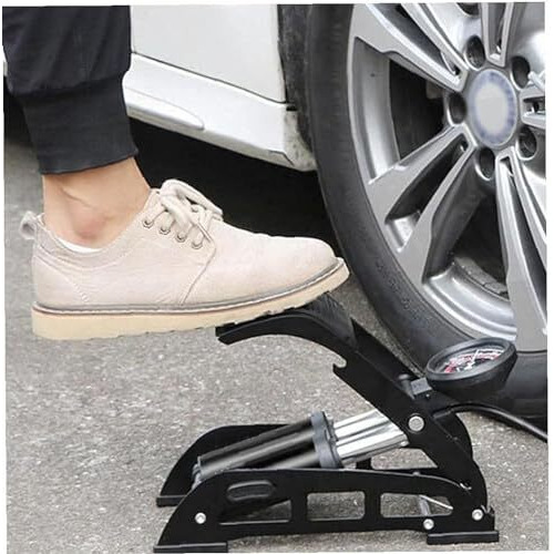 Lugist Foot Pump Air Inflator 160 Psi Double Cylinder Portable Foot Pump Air Tyre Inflator For Car Bike And Cycle (Black)