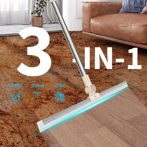 Athugtix Stainless Steel Multifunction Magic Broom,Silicone Floor Squeegee Broom With Long Handle,Scraping Besom For Floor Bathroom Kitchen Shower Tile Pet Hair (Silicon), 35 Cm, Multicolor
