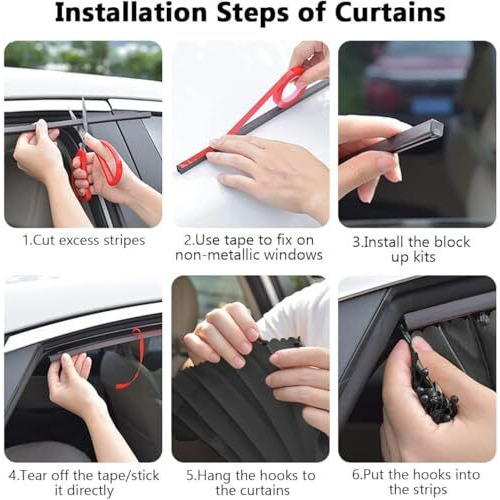 Fluzov 4Pcs Universal Fit Magnetic Car Side Window Curtains, Foldable Car Window Privacy Curtains Sunshade Side Magnet Pleated Car Window Curtain - Removable - Keeps Cooler Screen For Baby