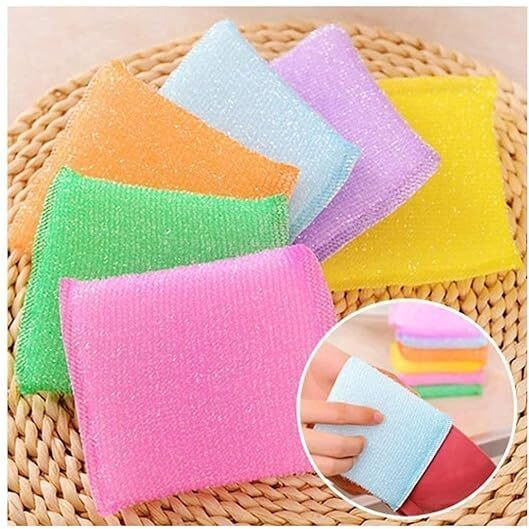 Sr Sponge & Plastic Kitchen Scrubber For Dish/Utensils/Tiles Cleaning Heavy Quality Scrub Pad Multicolor Free Size Pack Of 5