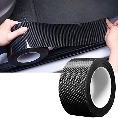 Vinsu Polyvinyl Chloride Car Door Sill Protector Bumper Protector,Black Carbon Fiber Car Wrap Film,Car Sticker Protector Strip,High Gloss Anti Scratch Tape,Waterproof Protection Film(2 Inchx5 Meter)