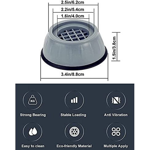 Vazzlox Anti Vibration Pads For Washing Machine Washing Machine Feet Pads Shock Absorber Noise Cancelling Washer Support, Washing Machine Anti Vibration Pad Heightening Pads With Suction