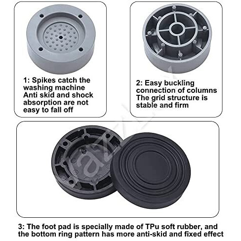 Vazzlox Anti Vibration Pads For Washing Machine Washing Machine Feet Pads Shock Absorber Noise Cancelling Washing Machine Rubber Pads Washing Machine Anti Vibration Pad With Tread Grip