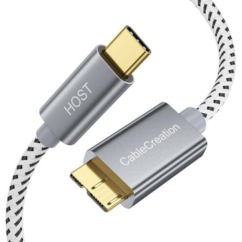 Cablecreation Usb C Hard Drive Cable 3.3Ft, Usb 3.1 C To Micro B Cable 10Gbps Type C To External Hard Drive Cable Compatible With Macbook Pro Air Galaxy S5 My Passport Elements Etc, 1M Space Gray