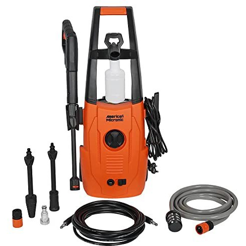 American Micronic Instruments-Imported Pressure Washer,1700W Universal Copper Motor,140 Bar Metal Pump,140 Bar 6M Hose (20 Feet),Isi Marked 5M Wire & Plug With Variable Spray Nozzle,Soap Dispenser