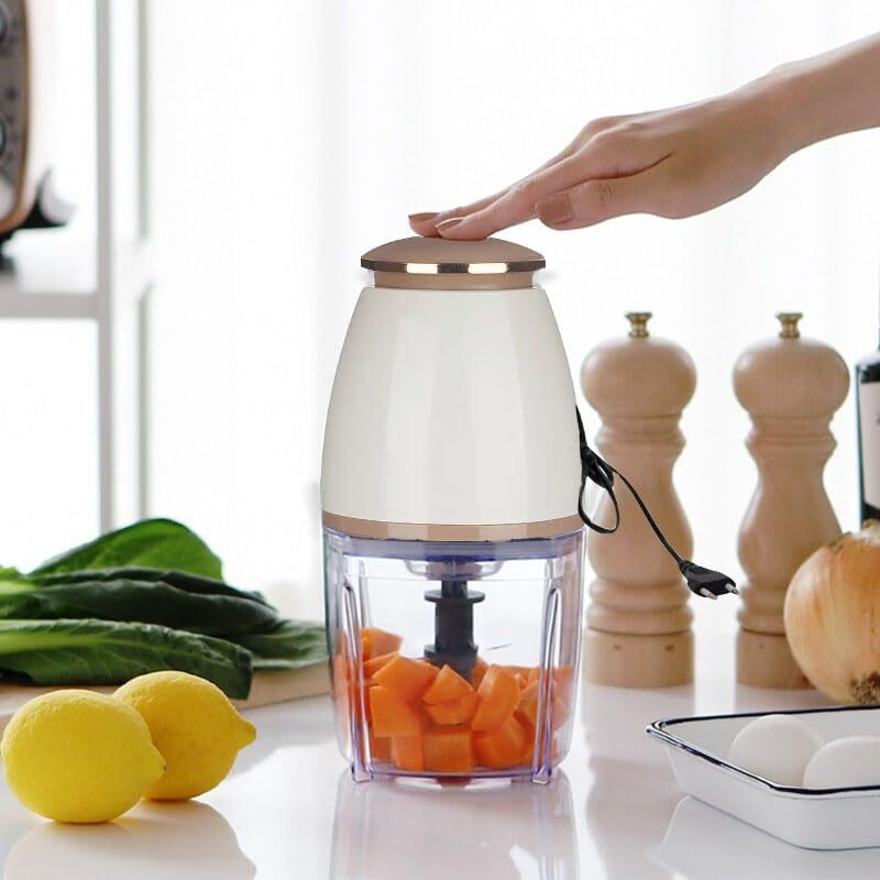 Rasikvar Nutri-Chop Chopper For Kitchen & Meat Grinder With Extra Large Capacity Acrylic Bowl | 700Ml | 350 Watt Vegetable Chopper Electric | Food Processor - Pearl