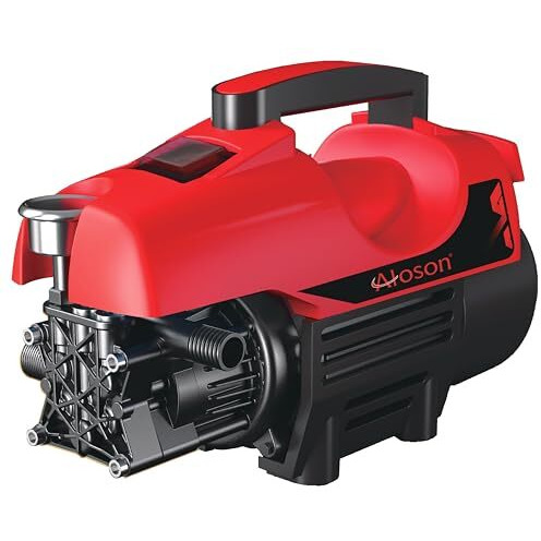 Aloson-High Pressure Washer, 1800 Watts, 135 Bars, 6.5L/Min Flow Rate, 8 Meters Outlet Hose, 4 Meter Wire And Plug-Black And Red