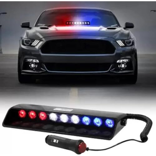 Monarchie 9 Led Car Police Emergency Strobe Light With Red Blue White Flasher, 6 Flashing Modes | Suitable For Suv, Muv's, Sedans, Hatchback