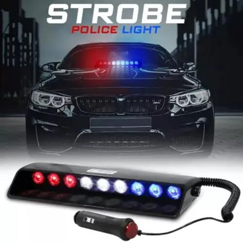 Monarchie 9 Led Car Police Emergency Strobe Light With Red Blue White Flasher, 6 Flashing Modes | Suitable For Suv, Muv's, Sedans, Hatchback