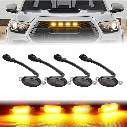 Monarchie Car Grill Universal Daytime Running 4 Led 4 Pcs 12W Light Smoke Shell Compatible With All Cars
