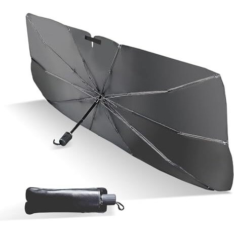 Monarchie Car Sun Shade Windshield Cover, Umbrella Sun Shade For Most Vehicles, Black, Universal Fit