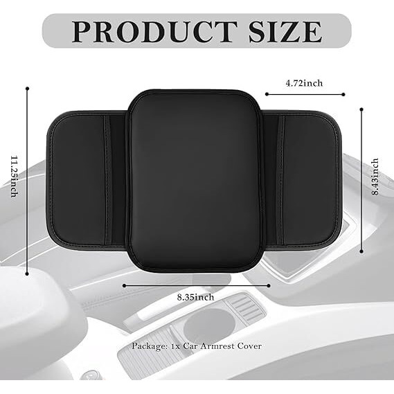 Abe Car Center Console Armrest Cover Pad Fashion Pu Leather Car Armrest Cushion Universal Fit For Suv/Truck/Car, Auto Armrest Seat Box Cover With 2 Mobile Pockets, & Easy Install(Suv Only)