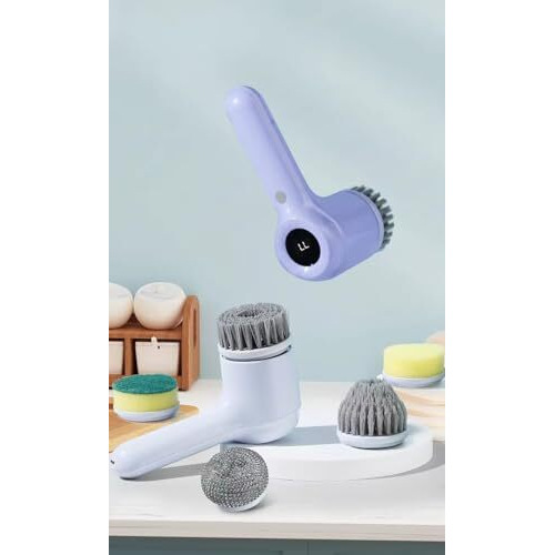5 In 1 Electric Cleaning Magic Brush Multifunctional Spin Cleaner Brush With 5 Brush Heads And Charging Cord For Multi Use Kitchen Tiles Carpet Sink Basin Bathroom Dish Pots Wall Shoe Car Surfaces (1)
