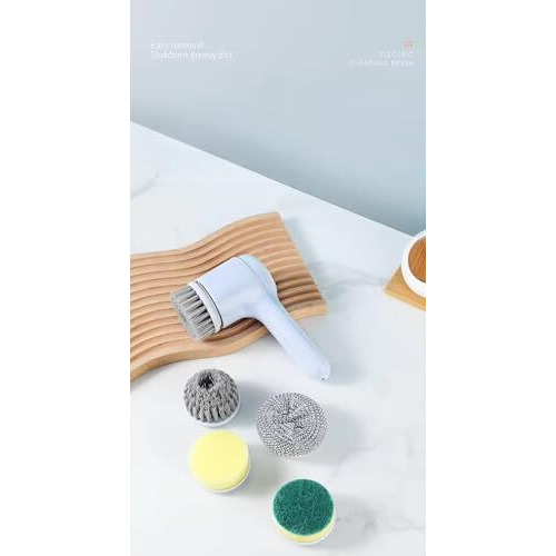 5 In 1 Electric Cleaning Magic Brush Multifunctional Spin Cleaner Brush With 5 Brush Heads And Charging Cord For Multi Use Kitchen Tiles Carpet Sink Basin Bathroom Dish Pots Wall Shoe Car Surfaces (1)