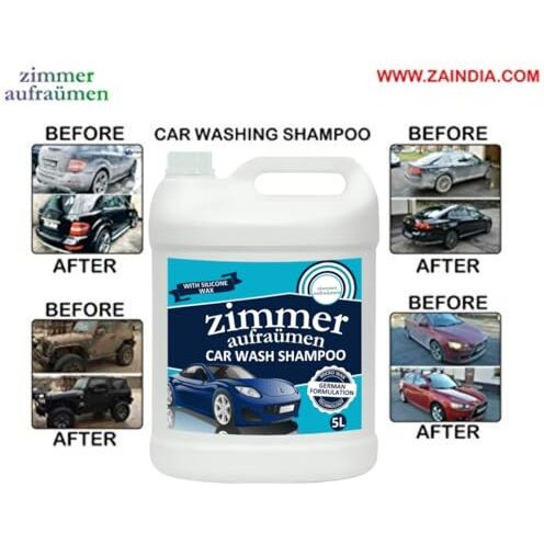 Zimmer Aufraumen Car Wash Shampoo- 5L. Heavy Duty With Silicone Oils & Micro Wax Coating Technology. 2X Ultra Thick & Concentrated. Conditions Car Color- Saves Fading.