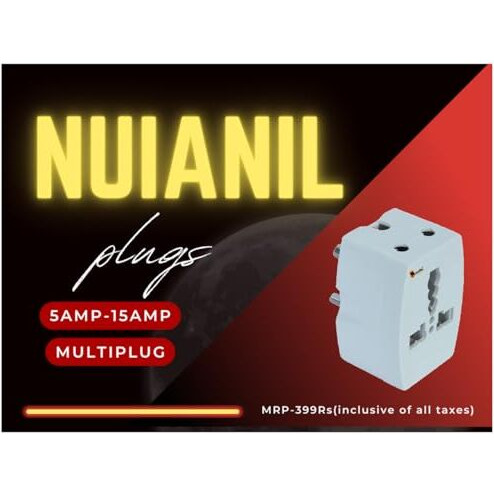 Nuianil 6A To 16A International Converter Plug - Heavy Duty Multiplug Adapter (5A To 15A) - 3 Outlets - White