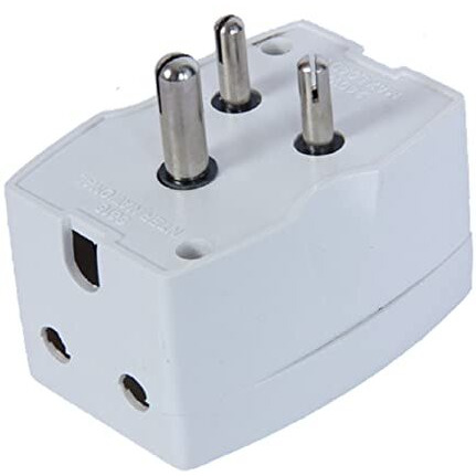 Nuianil 6A To 16A International Converter Plug - Heavy Duty Multiplug Adapter (5A To 15A) - 3 Outlets - White