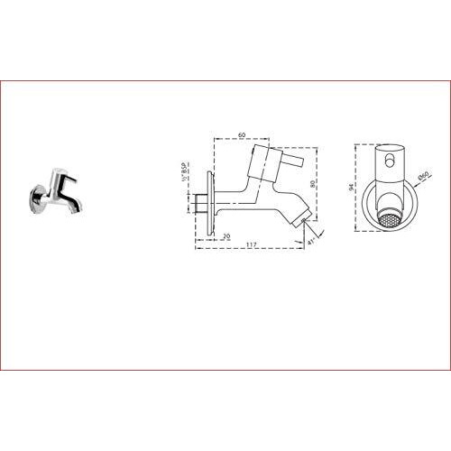 Cera Garnet Quarter Turn Fittings Bib Cock (Chrome Finish)