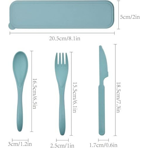 Zoyiancy 2 Sets Reusable Cutlery Set With Case Travel Spoon Set Portable Plastic Set For Picnic School Office Lunch