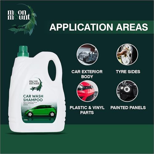Moon & Mount Car Washing Liquid, Car Wash Shampoo, Safe For Cars, Trucks, Motorcycles, Rvs & More, Wash Liquid For Car And Bike - 5 Liter (Green Apple)