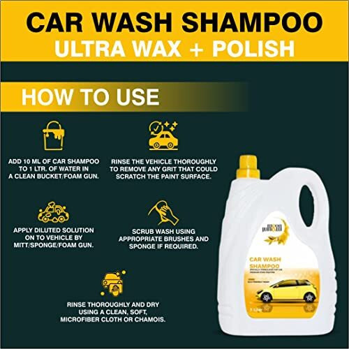 Moon And Mount Car Washing Liquid, Car Wash Shampoo, Safe For Cars, Trucks, Motorcycles, Rvs & More, Wash Liquid For Car And Bike - 5 Liter (Lemon)
