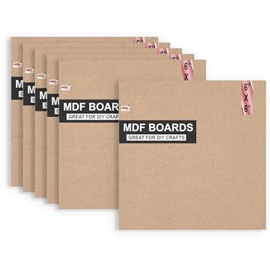 Variety Canvas 6 Piece 6 X 6 Inch Mdf Boards For Art And Craft, Wood Mdf Sheets For Craft Work, Diy Mdf Cutouts