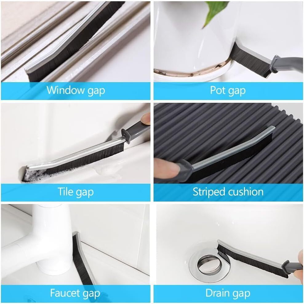 Stewit Plastic Gap Cleaning Brush,Bathroom Gap Cleaning Brush,Clean The Dead Corners Of Kitchen Tiles,Multifunctional Window Slots,Multi-Purpose Door Window Track Deep Cleaning Brush Pof 2 (Gap Brush)