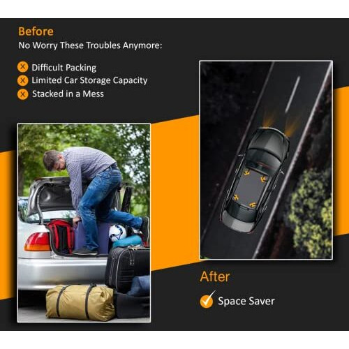 Voroly Rooftop Top Cargo Carrier Bag 15 Cubic Feet Waterproof For All Cars With/Without Rack Includes 4 Door Hooks