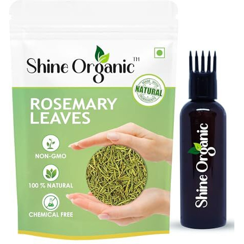 Shine Organic Rosemary Dried Leaf/Leaves With Applicator - 100 Gm | Dried Rosemary Leaves For Hair, Food & Tea (100% Natural) - (100 Gm)