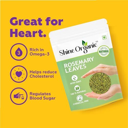 Shine Organic Rosemary Dried Leaf/Leaves With Applicator - 100 Gm | Dried Rosemary Leaves For Hair, Food & Tea (100% Natural) - (100 Gm)