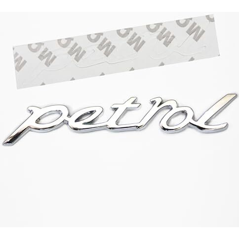 Feora Petrol Badge For Car Fuel Tank Petrol Emblem For Car Sticker (Metal) Petrol Sticker For Car Fuel Tank Petrol Car Sticker Car Decals Car Petrol Tank Sticker Car Stickers - (Silver)