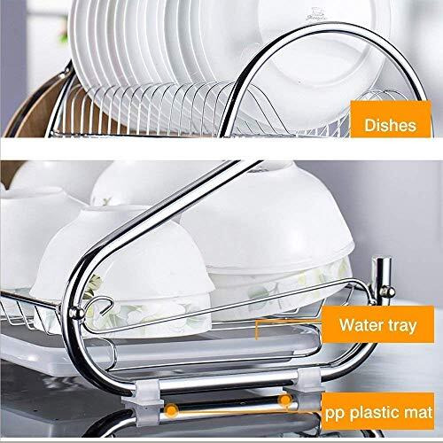 Roy S Shape 2 Layer Chrome Coated Kitchen Dish Drainer Organize Storage Rack - Plate, Cutlery Utensil, Fruits And Vegetable Drying Drain And Storage Stand (Silver)(Chrome Coted)