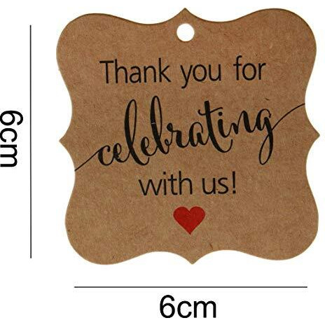Zenomia Thank You Cards Gift Tags Vintage Kraft Paper Hang Tags Wedding Party Favor, Birthday Party, Handmade Tag 50Pcs (Brown)