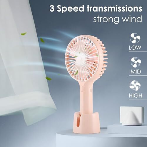Gesto Portable Fan Rechargeable  Usb Charging Hand Fan With 1200Mah Battery & 3 Speed Modes | Mini Fan, Small Fan, Handheld Fan  Ideal For Travel, Makeup, Kitchen | WomenS Personal Pankhaa - Pink
