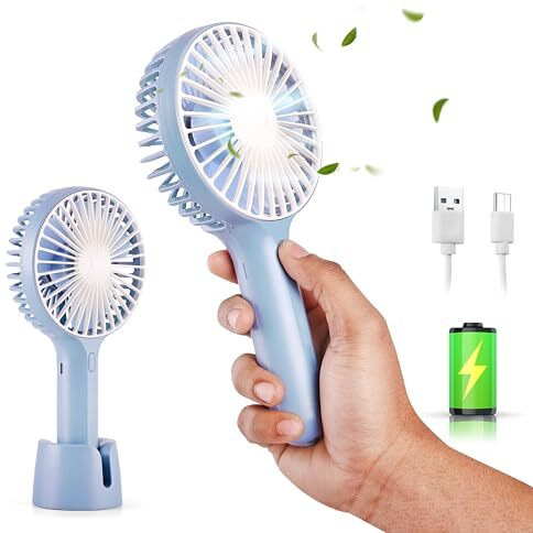 Gesto Portable Fan Rechargeable  Usb Charging Hand Fan With 1200Mah Battery & 3 Speed Modes | Mini Fan, Small Fan, Handheld Fan  Ideal For Travel, Makeup, Kitchen | WomenS Personal Pankhaa - Blue