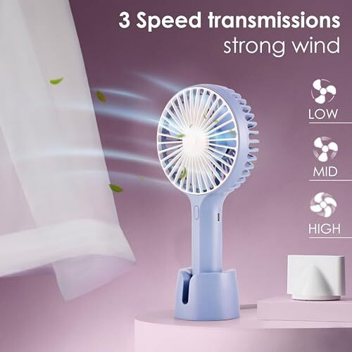 Gesto Portable Fan Rechargeable  Usb Charging Hand Fan With 1200Mah Battery & 3 Speed Modes | Mini Fan, Small Fan, Handheld Fan  Ideal For Travel, Makeup, Kitchen | WomenS Personal Pankhaa - Blue