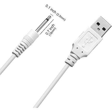 Dazzliq Usb To Dc 2.5Mm Power Cable 1 Meter Replacement Charging Cable For Toys Beauty Devices Cactus Toy Charger Cable Only Universal Usb Charger Cable Byjus Learn Station Tablet Charger (White)