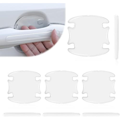 Dazzliq 4 Pcs Car Door Handle Scratches Protector Transparent Sticker, Car Handle Scratch Protection Guard Accessories Protective Film Finger Guard Car Door Sticker Universal Size Car Paint Protection