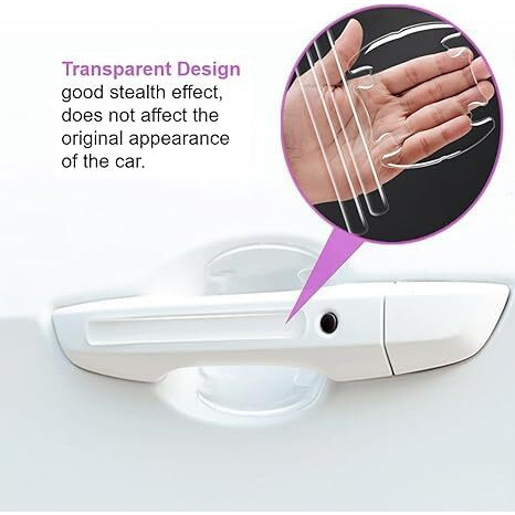 Dazzliq 4 Pcs Car Door Handle Scratches Protector Transparent Sticker, Car Handle Scratch Protection Guard Accessories Protective Film Finger Guard Car Door Sticker Universal Size Car Paint Protection