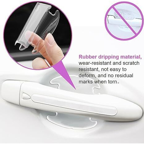 Dazzliq 4 Pcs Car Door Handle Scratches Protector Transparent Sticker, Car Handle Scratch Protection Guard Accessories Protective Film Finger Guard Car Door Sticker Universal Size Car Paint Protection
