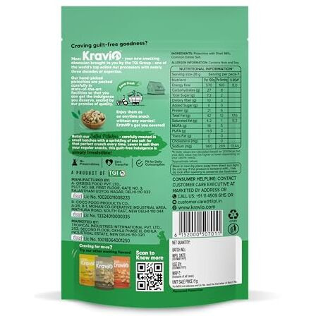 Kravio Premium Roasted Salted Pistachios 200G | Zero Cholesterol Natural Inshell California Pista Nuts & Dry Fruits | Rich In Protein, Roasted Crunchy Delicious Healthy Snacks