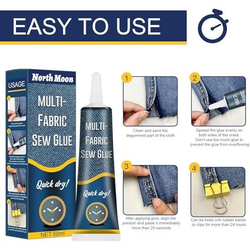 Blase Fabric Adhesive Glue Strong Bond Clear Drying Waterproof Sew Glue Permanent Washable For Repair, Make Patches On Clothes, All Fabrics 50Ml- Pack Of 1