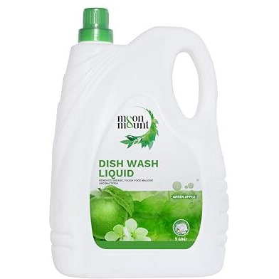 Moon & Mount Dishwash Liquid Gel Green Apple Can Jar, Leaves No Residue, Grease Cleaner For All Utensils, Dishwashing Liquid 5 Liter